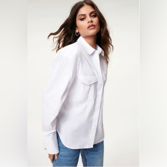 Good American Classic White Women's Button-Up Shirt Size Medium - Picture 2 of 8